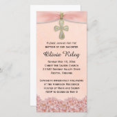 Roze meisjes doop uitnodiging (Voorkant / Achterkant)