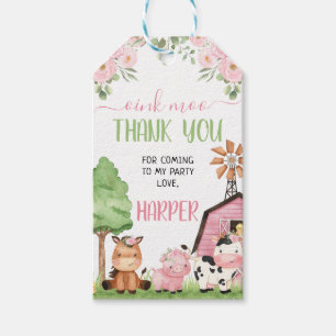 Roze meisjes Floral Barn Farm Animals Cadeaulabel