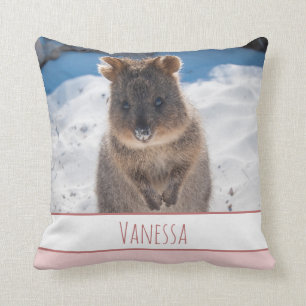 Roze meisjes gepersonaliseerde Quokka Cushion Kussen