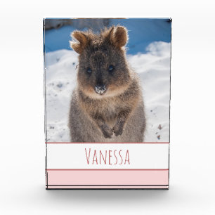 Roze Meisjes Gepersonaliseerde Quokka op het stran Fotoblokken