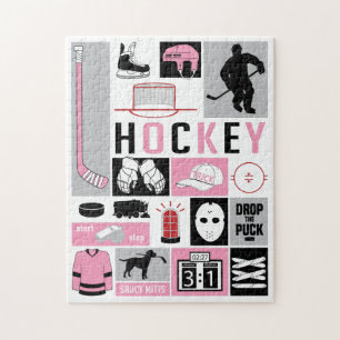 Roze meisjes Hockey Elements Stick Puck Player Legpuzzel