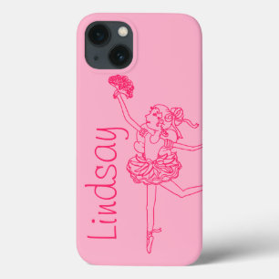 Roze meisjes in Ballerina noemen de gepersonalisee iPhone 13 Hoesje