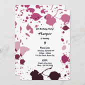 Roze meisjes kunst thema 9e verjaardagsfeest uitno kaart (Voorkant / Achterkant)