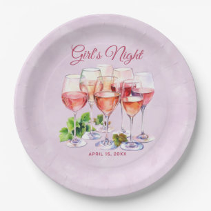 Roze Meisjes Nacht Wijn Papieren Bordje