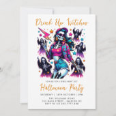 Roze Meisjes Night Out Volwassen Halloween Party Kaart (Voorkant)