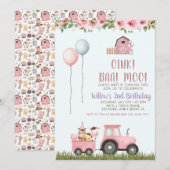 Roze Meisjes Schuur Boerderij Dieren Verjaardag Ui Kaart (Voorkant / Achterkant)