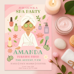 Roze Meisjes Spa Verjaardag, gewaden, gezichtsmask Kaart