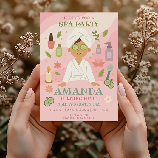 Roze Meisjes Spa Verjaardag, gewaden, gezichtsmask Kaart