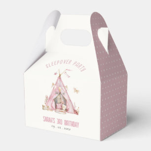 Roze Meisjes Tent Sleepover Slumber Verjaardagsfee Bedankdoosjes
