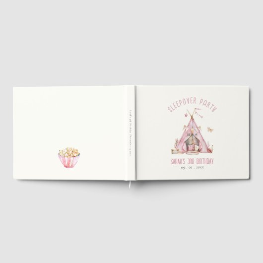 Roze Meisjes Tent Sleepover Slumber Verjaardagsfee Gastenboek (Volledig)