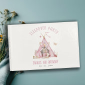 Roze Meisjes Tent Sleepover Slumber Verjaardagsfee Gastenboek