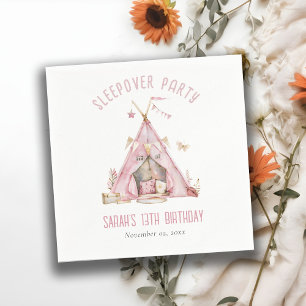 Roze Meisjes Tent Sleepover Slumber Verjaardagsfee Servet