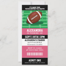 Roze Meisjes Voetbal Ticket Verjaardag