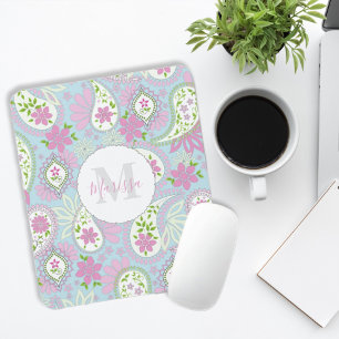 Roze Meisjesachtig Schattig Chic Preppy Paisley Mo Muismat