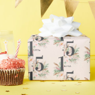 Roze meisjesachtig waterverf bloemige leeftijd ele cadeaupapier