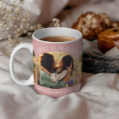 Roze meisjesachtige elegante boog multi foto beste koffiemok