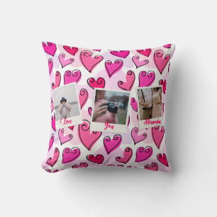 Roze Meisjesachtige Hartjes Cute Romantische Valen Kussen