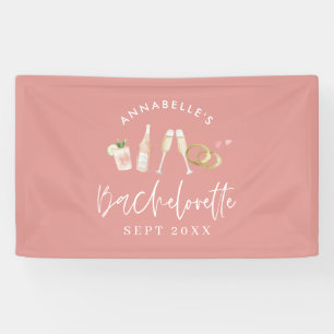 Roze meisjesachtige moderne champagne vrijgezellen spandoek