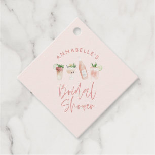 Roze meisjesachtige moderne cocktail script bruids bedankjes labels