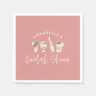 Roze meisjesachtige moderne cocktail script bruids servet