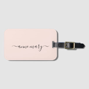 Roze Meisjesachtige Op Maat Gemaakte Naam Monogram Bagagelabel