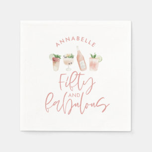 Roze meisjesachtige waterverf 50 en fabelachtige v servet