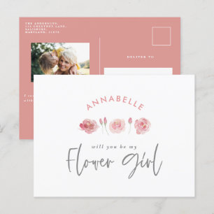 Roze meisjesachtige waterverf bloemrijke chic bloe uitnodiging briefkaart