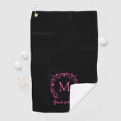 Roze meisjesmonogram met jouw naam golfhanddoek (Insitu)