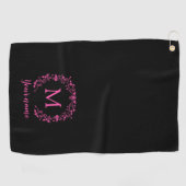 Roze meisjesmonogram met jouw naam golfhanddoek (Horizontaal)