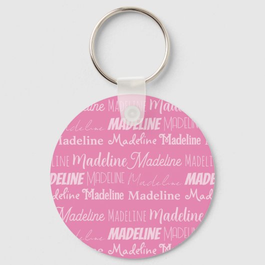 roze meisjesnaam Doopvont Collage Aangepaste toon Sleutelhanger (Voorkant)
