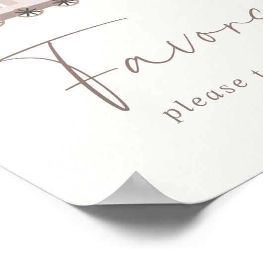 Roze meisjestrein verjaardagsattributen tafelbord poster (Hoek)