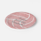 roze meisjesvolleybal verjaardagsfeestje papieren bordje (Gekanteld)