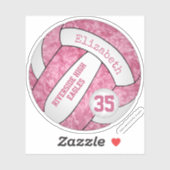 roze meisjesvolleybalclubteamkleuren sticker (Vel)