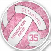 roze meisjesvolleybalclubteamkleuren sticker (Voorkant)