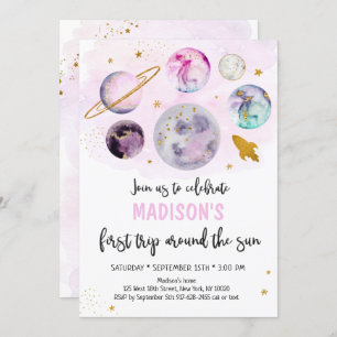 Roze melkweg eerste reis rond de zondag kaart