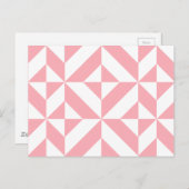 Roze Melon Geometric Deco Cube Patroon Briefkaart (Voorkant / Achterkant)