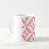 Roze Melon Geometric Deco Cube Patroon Koffiemok (Voorkant links)