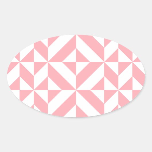 Roze Melon Geometric Deco Cube Patroon Ovale Sticker (Voorkant)