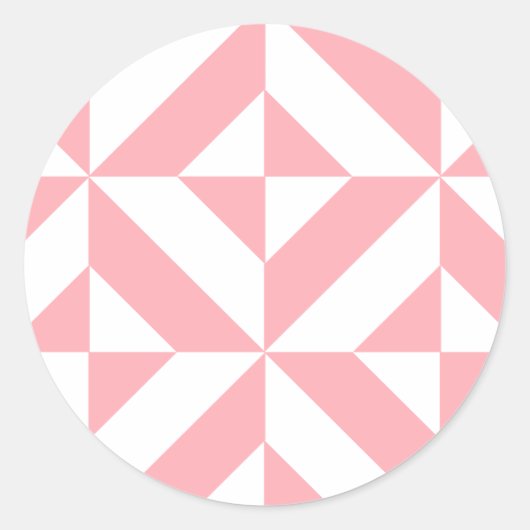 Roze Melon Geometric Deco Cube Patroon Ronde Sticker (Voorkant)