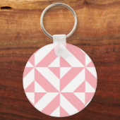 Roze Melon Geometric Deco Cube Patroon Sleutelhanger (Voorkant)