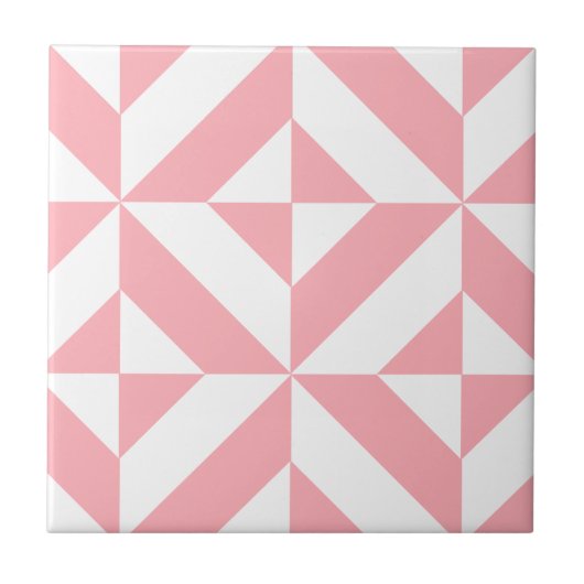 Roze Melon Geometric Deco Cube Patroon Tegeltje (Voorkant)