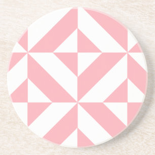 Roze Melon Geometric Deco Cube Patroon Zandsteen Onderzetter