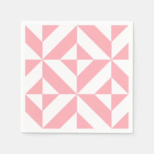 Roze Melon Geometric Deco Pattern Servetten (Voorkant)
