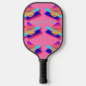 Roze Memphis Neon Triangle Patronen Pickleball Paddle (Voorkant)