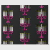 roze menorah hanukkah purim cadeaupapier (Vlak)