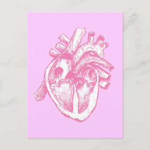 Roze menselijk hart briefkaart