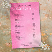 Roze menu Glitter Shimmer Salon Service