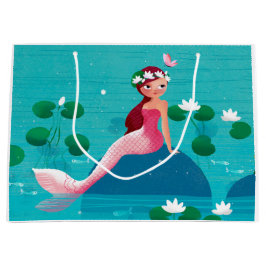Roze Mermaid Gift Bag Groot Cadeauzakje