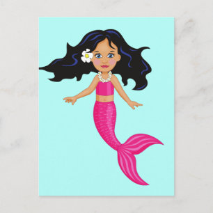 Roze Mermaid-kunst Briefkaart