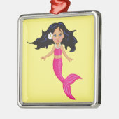 Roze Mermaid-kunst Metalen Ornament (Links)